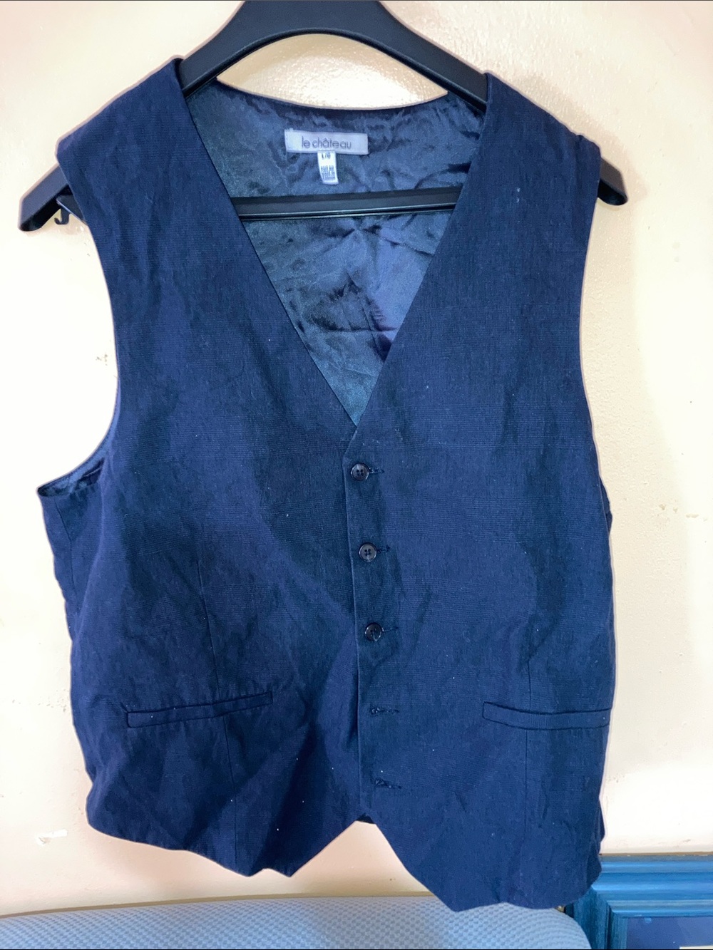 le chateau navy satin-lined vest